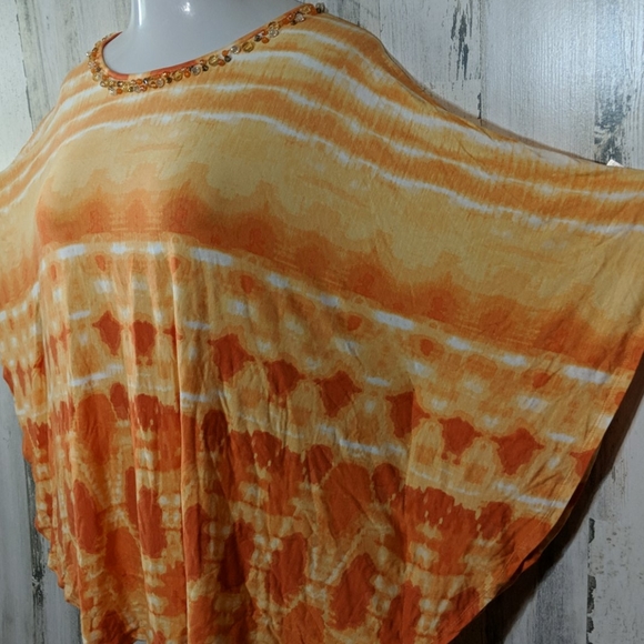 RUBY RD Orange Tie Dye Beaded Knit Dolman Career or Casual Top 1X Plus - Picture 5 of 11